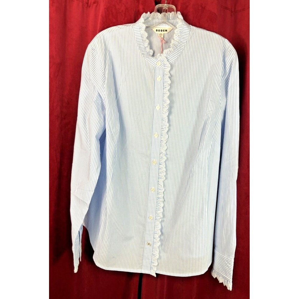16 - 18 Boden Phoebe cotton striped shirt eyelet button-down